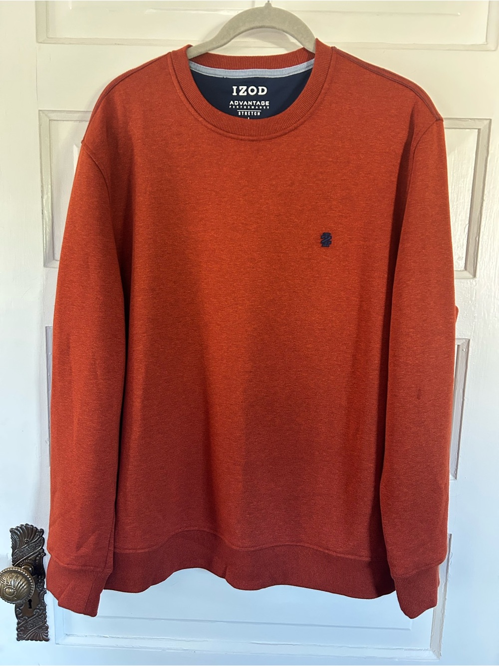 IZOD Performance Men's Crewneck Sweatshirt, Fleece Lined - Rust. Large